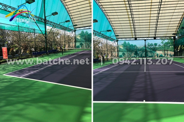 Bạt che HDPE mái che 1 sân tennis ban chỉ huy quân sự tỉnh Đồng Nai