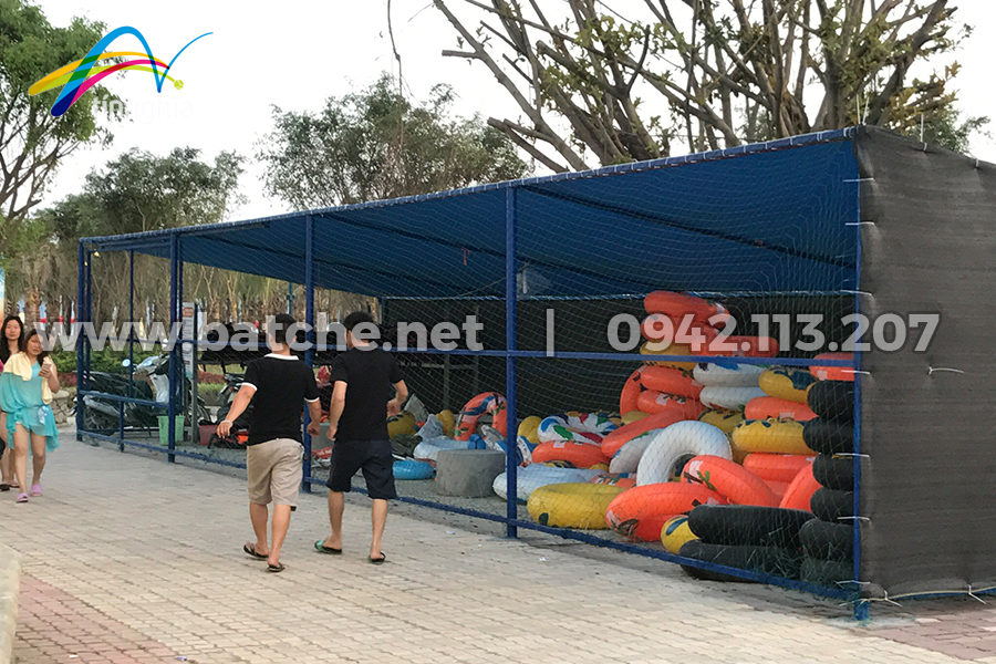 Bạt lưới che nắng mưa HDPE 340g, khu trò chơi công viên Đại Dương (Sun Group)